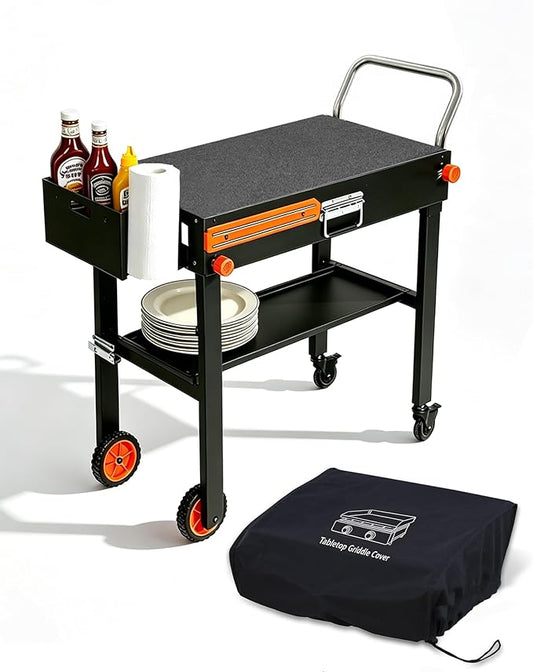 Blackstone Table for 17" or 22" Griddle, Heavy Duty 450 LBS Outdoor Grill Table, Foldable Portable Grill Cart, 20s Quick Setup, Anti-Wobble, Ideal for Backyard, Camping, Tailgating, with Cover
