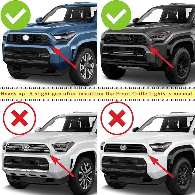 4pc Smoked Housing Amber LED Front Centra Grille Lights DRL Feature Kit for Toyota 4runner 2025 TRD & TRD PRO & Trailhunter,OEM Grill Led Grill Light for 4Runner Accessories (Yellow)