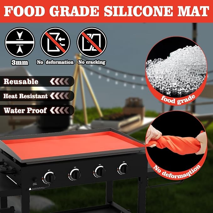 PURPLEBIRD Silicone Griddle Cover Mat for Blackstone 28 Inch Griddles, Waterproof Protective Mat for Griddle Flat Top, Food Grade Silicone Mats for Kitchen,Dinning,Camping, Christmas Gifts for Men
