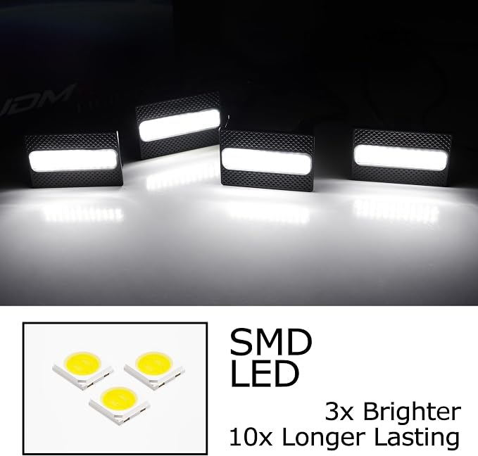 iJDMTOY 4pc Black-Out Smoked Lens Xenon White Full LED Front Grille Clearance Light Kit Compatible With Toyota 2025-up 4Runner SR5 Model ONLY
