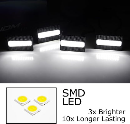 iJDMTOY 4pc Black-Out Smoked Lens Xenon White Full LED Front Grille Clearance Light Kit Compatible With Toyota 2025-up 4Runner SR5 Model ONLY