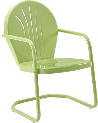 Crosley Furniture Griffith 5-Piece Outdoor Dining Set for 4, Retro Metal Round Patio Table and Chairs, White and Key Lime