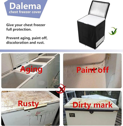 Deep Freezer Covers for Outside,Heavy Duty 600D Durable Chest Freezer Cover Waterproof,Outdoor Freezer Covers for Outside 7.0 Cubic Feet Chest Freezer,Top with Zipper to Open(38"W x 23"D x 34"H,Black)