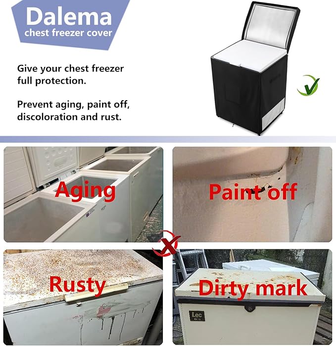 Deep Freezer Covers for Outside,Heavy Duty 600D Durable Chest Freezer Cover Waterproof,Outdoor Freezer Covers for Outside 3.5 Cubic Feet Chest Freezer,Top with Zipper to Open(23"W x 23"D x 34"H,Black)