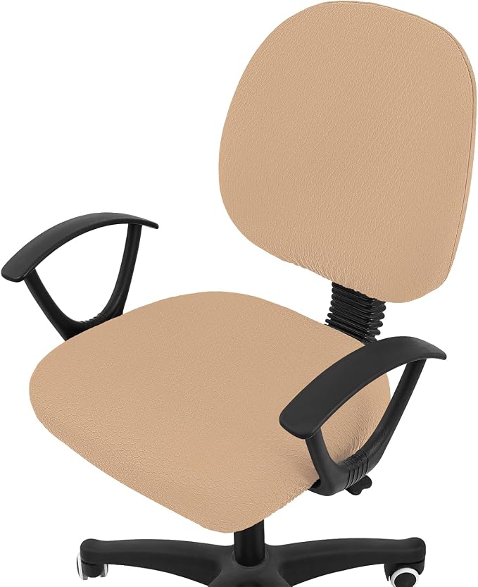 Smiry Office Computer Chair Covers for Desk Rotating Chair Protector | Stretch Jacquard Removable Washable Universal Slipcovers, Seat + Backrest Cover, Camel