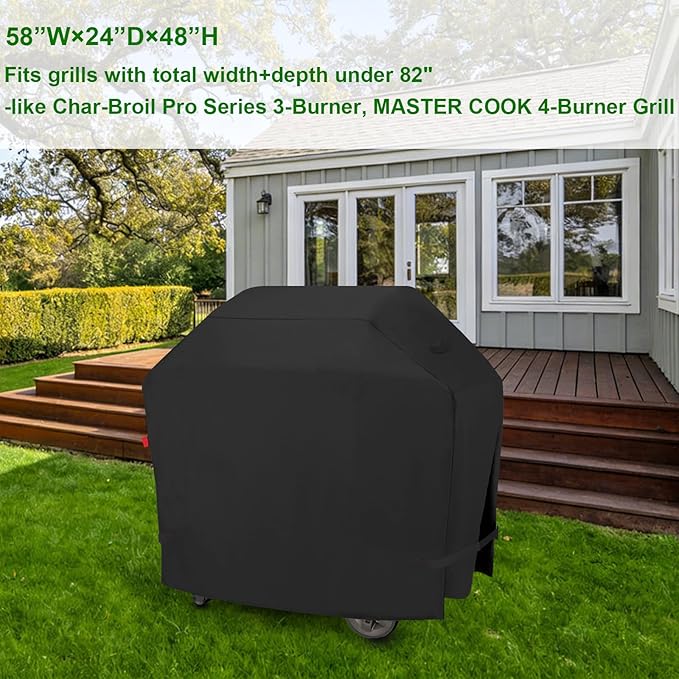 Outdoor Grill Cover for Master Cook 4-Burner Gas Grill, Broil King: Regal S 420 & 490,Signet 400,Crown 420 & 410,Crown S 440 & 490, Char-Broil: Pro Series 463365124 & 463366724 3-Burner Grill 58"