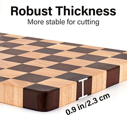 Checkered Cutting Board 15 x 10 in, Wood Checkerboard Cutting Board for Kitchen, Wooden Serving Tray Charcuterie Board for Meat, Fruit, Cheese, Bread