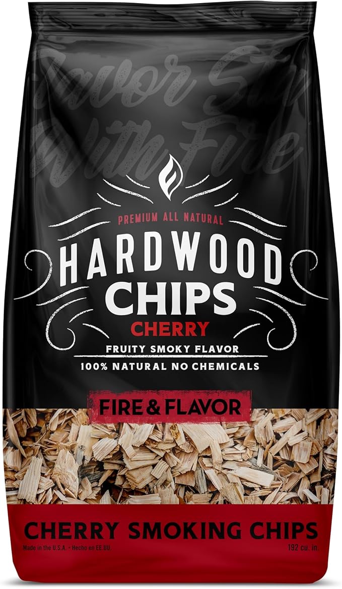 Fire & Flavor Premium All Natural Hardwood Smoking Chips, Works with All Grills, Cherry