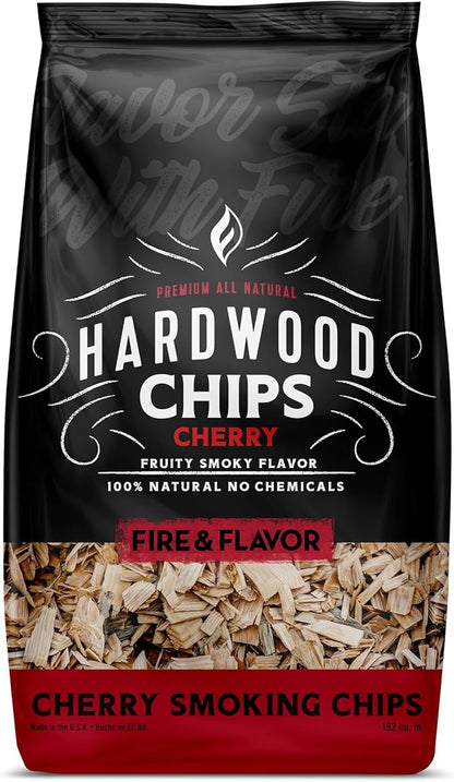Fire & Flavor Premium All Natural Hardwood Smoking Chips, Works with All Grills, Cherry