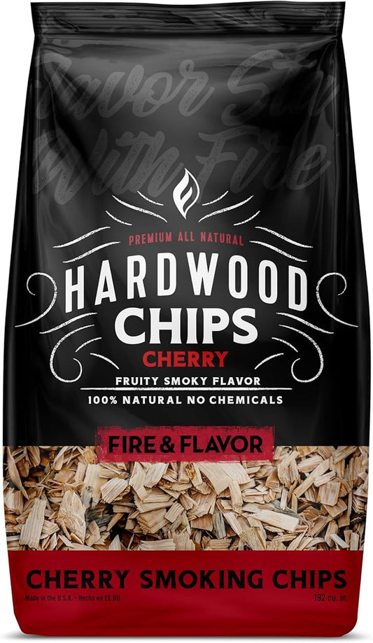 Fire & Flavor Premium All Natural Hardwood Smoking Chips, Works with All Grills, Cherry