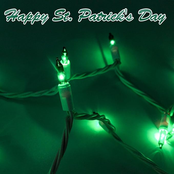 Green Christmas Lights, Green String Lights 25FT 100 Incandescent Bulbs Green Lights with White Wire for Christmas Tree, Garland, Indoor & Outdoor St Patricks Day Decoration