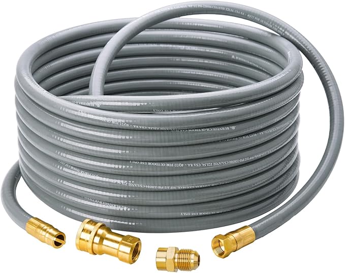 CALPOSE 40 Feet 1/2 inch ID Natural Gas Grill Hose with Quick Connect Fittings, Natural Gas Line for Grill, Pizza Oven, Heater and More Low Pressure Appliance