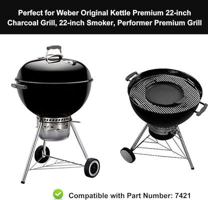 7421 Enameled Cast Iron 12" Gourmet BBQ System Griddle Replacement Parts for Weber Original Kettle Premium 22-inch Charcoal Grill, 22'' Smokers, Performer Premium Grill