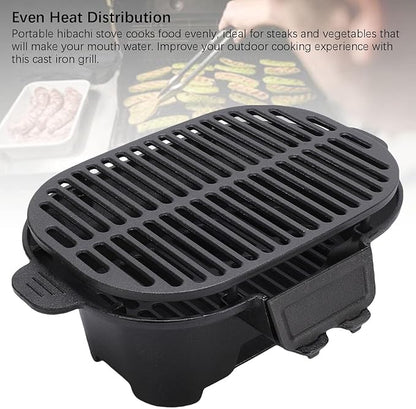 Small Hibachi Grill, Portable Charcoal Grill, Even Heat Distribution, Japanese Yakitori Camping Grill for Camping Backyard Barbecue Cooking