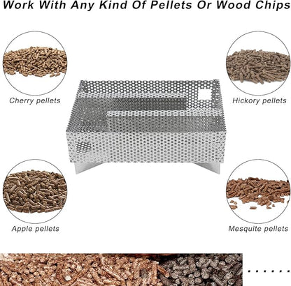 Smoker Tray 12 Hours Pellet Maze Smoker Tray, Perfect for Hot and Cold Smoking Meat, Fish, Cheese Pork Smoking with Wood Pellets - Works in Any Type of Grill or Smoker, 5" x 8"