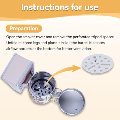 Bee Hive Smoker Kit – Stainless Steel Smoker with Heat Shield & 54 Smoking Pellets, Ideal Beekeeping Supplies for Beginners & Professionals
