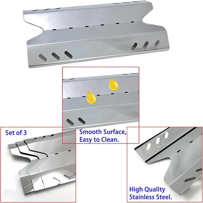 Kit DG187 Replacement for Members Mark BQ05046-6, BBQ Pro BQ05041-28, BQ51009, Sam's Club, Outdoor Gourmet BQ05037-2, BQ05046-6A Gas Grills, Burner Tube, Stainless Steel Heat Plate, 3pk