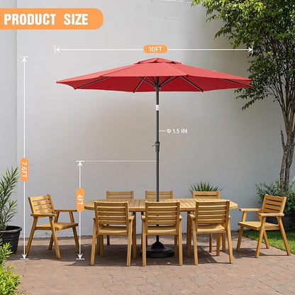 Outdoor Patio Umbrella, Table Umbrella with Push Button Tilt and Crank, 8 Ribs Market Umbrella
