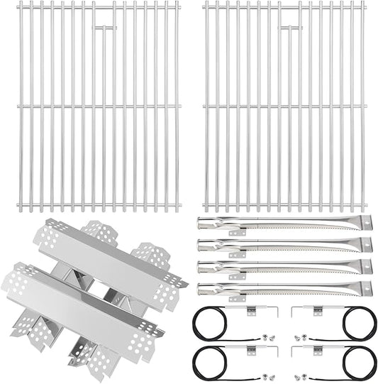 Grill Replacement Parts for Nexgrill 4 Burner 720-0830H 720-0830D 720-0783C 720-0783E 720-0958A, Stainless Steel Grill Grate Heat Shield Igniters and Burner Parts Kit for Nexgrill 4&5-Burner Gas Grill