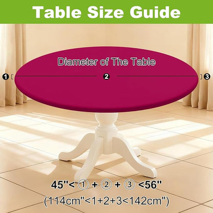 Smiry Round Spandex Tablecloth, Elastic Fitted Washable Tablecloths for 45"-56" Tables, Waterpoof Stretch Picnic Table Cover for Dining, Indoor and Outdoor, Fuchsia