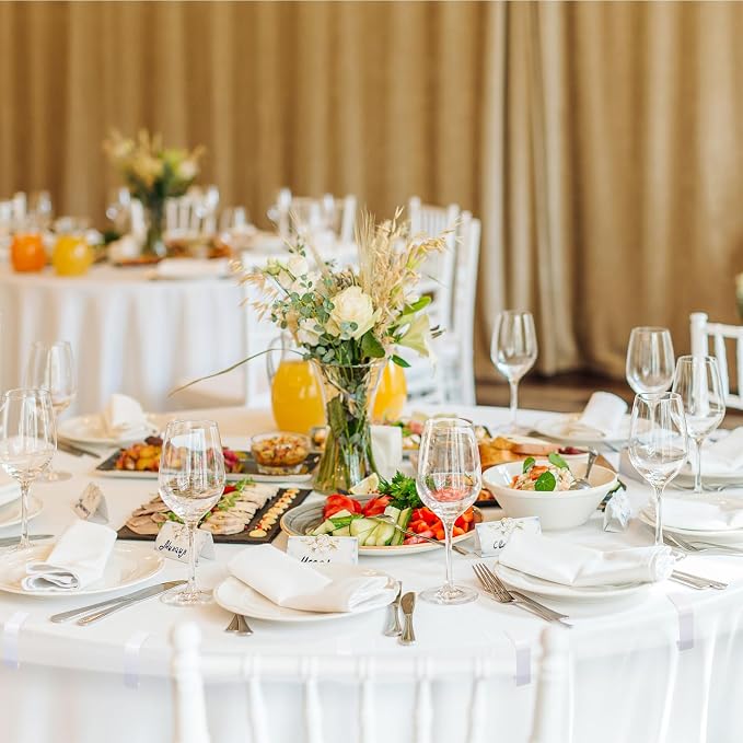 Yerliker 60 Pcs White Table Skirting Clips with Hook and Loop Plastic Tablecloth Clips for Meeting Party Indoor Outdoor Events