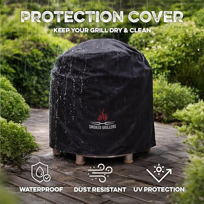 Barrel Smoker Cover for Vertical Smokers – Waterproof, Weather-Resistant, Heavy-Duty Protection (Medium (16.5” Diameter))