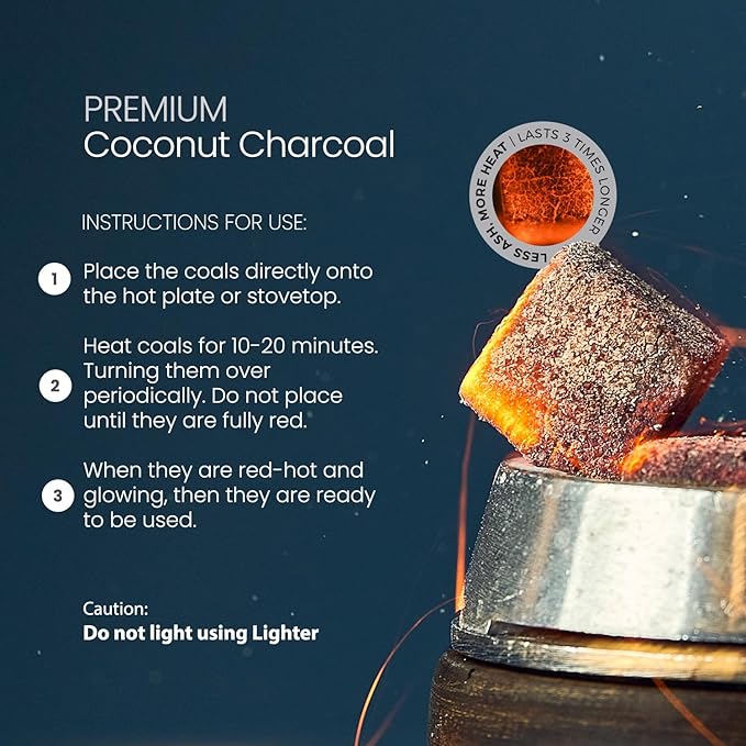 Sunlight® 240 Count Coconut Charcoal Flats – Long-Lasting Coals, Low Odor, Low Ash
