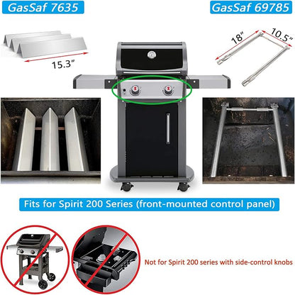 Gassaf 18 inch Burner Tube Set Replace for Weber 69785, Weber Spirit 200, Spirit E210 S210 E220 S220 Series Gas Grills with Up Front Controls(2013 Model Years and Newer),Stainless Steel durable Burner