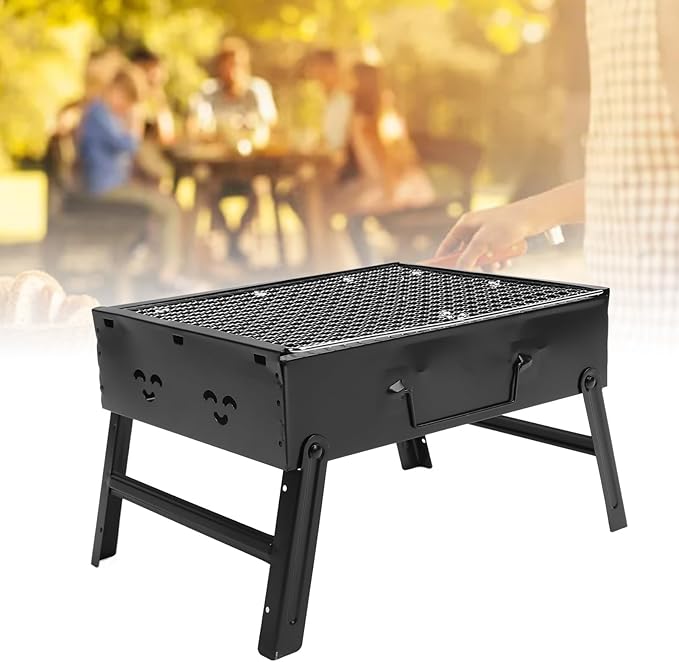 Portable Charcoal Grill Premium Iron Stainless Steel Folding Barbecue Grill BBQ Tool for Outdoor Backyard Cooking Camping Picnics