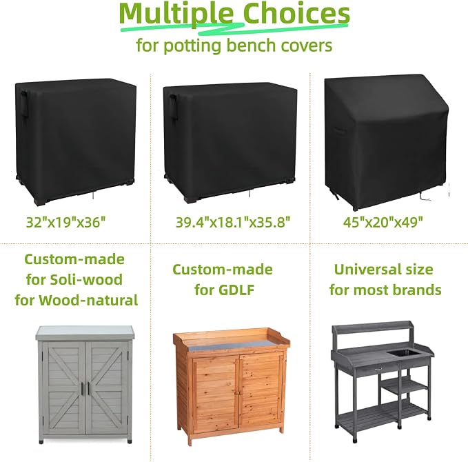 40 In Outdoor Kitchen Cabinet Cover for Garden Mud Storage Potting Table | 39.4x18x35.8,Waterproof Dustproof Heavy Duty Oxford Fabric,Storage Cabinet with Potting Bench Cover for Outside Workstation