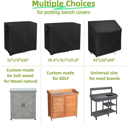 32 Inch Outdoor Potting Bench Cover for Patio Garden Cabinet with Storage | 32x19x36,Waterproof Dustproof Heavy Duty Oxford Fabric,for Woodnatrl Potting Table/ Gardening Wood workstation