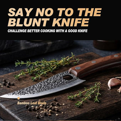 Viking Knife, Butcher Knife Hand Forged Boning Knives, Japanese Paring knives Kitchen Chopping for Meat Cutting Chefs Cleaver Camping Cooking, BBQ, Gifts for Men