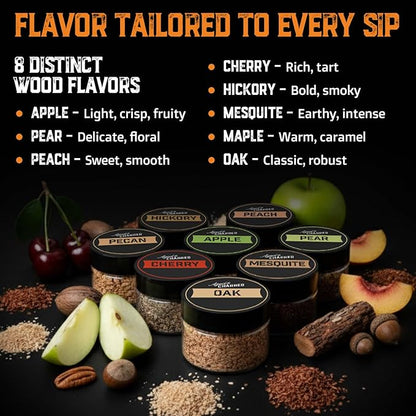 Old Fashioned Smoker Kit - Electric Cocktail Smoker Bundle with Syrup, Amarena Cherries, Orange Garnish and 8 Wood Chip Flavors - Electric Whiskey Smoker Kit