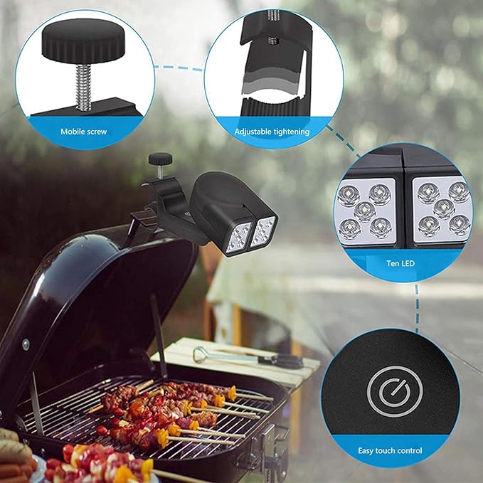 Clip Mounted LED Light for Barbecue 360 Degree Rotatable and High Brightness for Nighttimes Outdoor Cooking Night Grilling Light