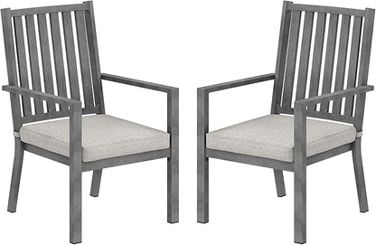 FansaFurn Patio Dining Chairs Set of 2, Aluminum Outdoor Patio Chairs with Waterproof Cushions, Metal Outdoor Patio Furniture Set for Porch, Balcony, Deck, Backyard, Grey