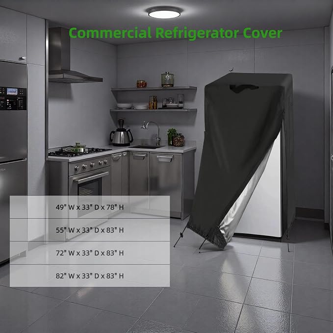 48W Commercial Refrigerator Cover for 36 Cu Ft Industrial Upright Fridge | 49x33x78,Waterproof Dustproof Heavy Duty Oxford Fabric,for 48" W Commercial 36 Cu.ft 2 Door Stainless Steel Freezer Combo
