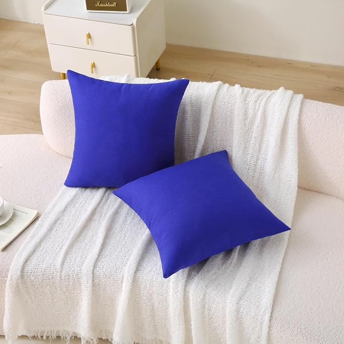 Outdoor Throw Pillows with Inserts, Waterproof Pillows for Outdoor Seating, Square Decorative Garden Cushion for Patio Furniture, Bed, Couch, Sofa(Klein Blue, 18" x 18" (Pack of 2))