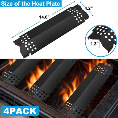 Set of 4 Grill Heat Plates and 4 Burner Tubes with Igniter Electrode Replacement Parts for Nexgrill 4 Burner 720-0830H 720-0783E 720-0958A Grill Replacement Parts for Nexgrill Gas Series