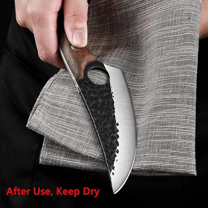 Huusk Viking Knife, Hand Forged Full Tang Boning Knives with Sheath Japanese Butcher Meat Knives Caveman Chef Knife for Home or Camping, Gifts for Men and Women