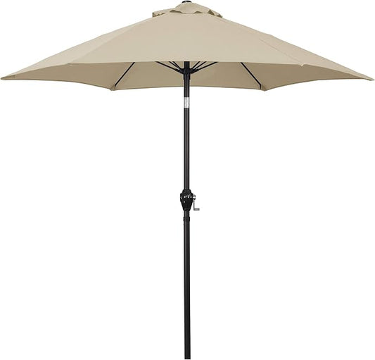Sunline 7.5 ft Patio Umbrella with Crank & Push Button Tilt, Outdoor Market Umbrella with UV Protection & Wind Vent and Fiberglass Ribs, Metal Frame for Deck, Pool & Table, Antique Beige