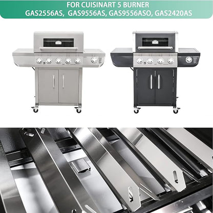 Grill Replacement Parts for Cuisinart 2556, GAS9556AS, GAS9456AS, GAS2456AS, GAS2556AS, GAS1456ASO, Grill Burner, Heat Plate Parts for Cuisinart 3-In-1 GAS9556AS 5 Burner Propane with Side Burner