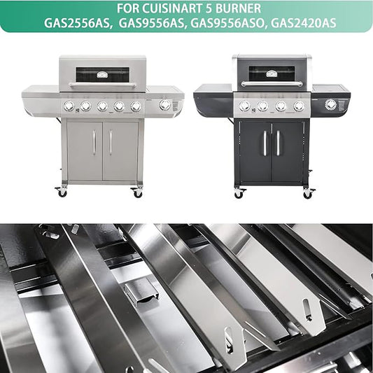 Grill Replacement Parts for Cuisinart 2556, GAS9556AS, GAS9456AS, GAS2456AS, GAS2556AS, GAS1456ASO, Grill Burner, Heat Plate Parts for Cuisinart 3-In-1 GAS9556AS 5 Burner Propane with Side Burner