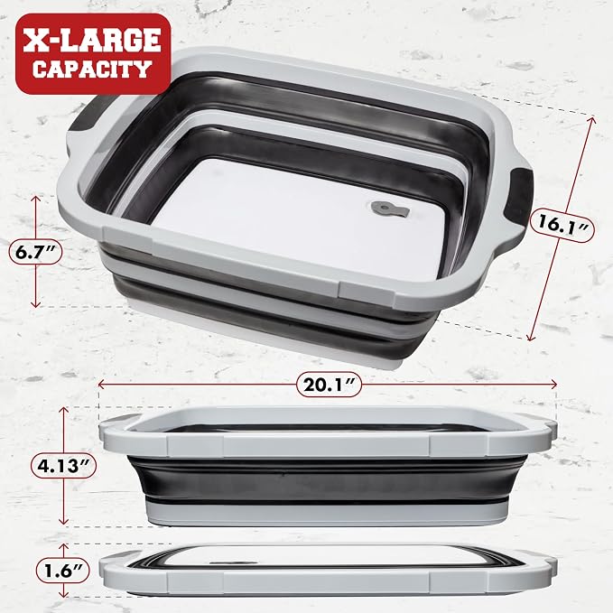 Collapsible XL Smoker & BBQ Prep Tub with Locking Lid | Includes Cutting Board, Meat Marinade & Brine Container For Turkey, Brisket & Ribs - Best Grill Accessories Gifts For Men