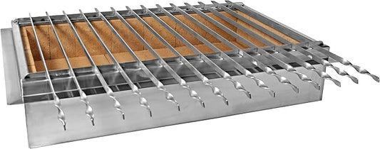 Stone Series Built-In Charcoal Grill for Outdoor Kitchen Islands, 14-Gauge Stainless Steel Shish Kabob Mangal Skewer Grill, Made in USA, Heavy-Duty Outdoor BBQ Grill (30 Inch)