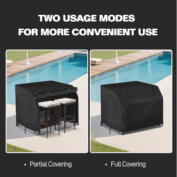 41 Inch Outdoor Patio Bar Set Cover with Split Zipper, Heavy Duty 600D Oxford Fabric Outdoor Wicker Bar Covers Waterproof, Wicker Bistro Set with Two Stools Cover, 41"L X 38"W X 40"H