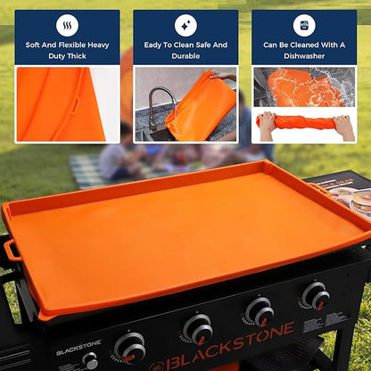 Griddle Cover Mat for Grill 36" Blackstone, Durable Full Protection Orange Grill Mat, Food Grade Material, Easy to Clean, Compact Design with Handles, Reusable