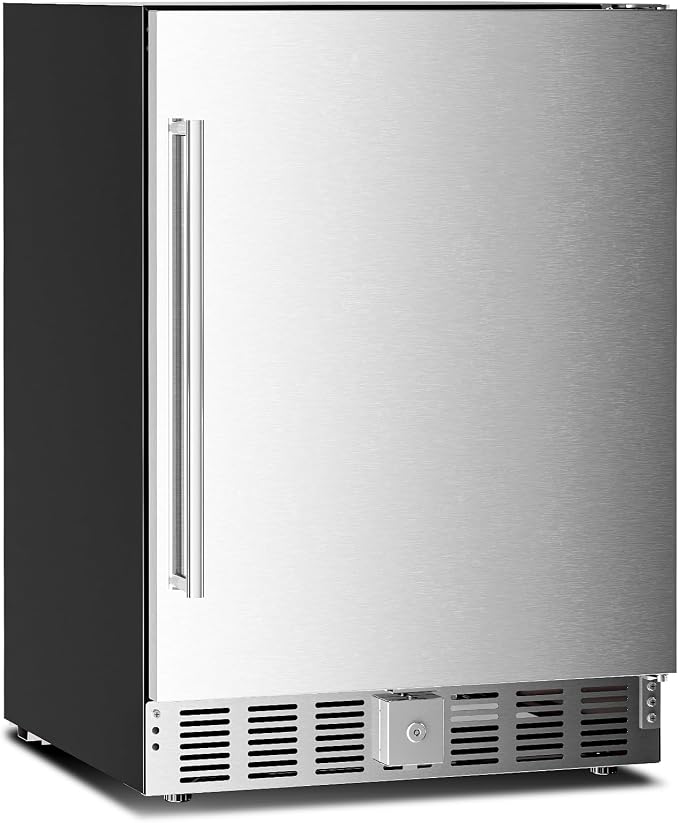 Antarctic Star 24 Inch Outdoor Beverage Refrigerator, 180 Can Stainless Steel Mini Fridge, Undercounter Built-in or Freestanding, Fast Cooling Low Noise Wine Cooler for Home Patio, 32-50°F