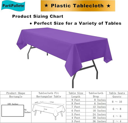 3-Pack Premium Plastic Violet Tablecloth Disposable 54" x 108" Rectangle Table Cover Party Pale Pastel Violet Table Cloths for Parties Birthday Wedding Engagement Bridal Shower Banquet