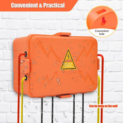 Hrensaw Large Outdoor Electrical Box(12.5x8.5x5inch),IP54 Waterproof Outdoor Outlet Covers,Weatherproof Extension Cord Covers Protect Outlet,Plug,Timer,Power Strip,Holiday Light,Orange