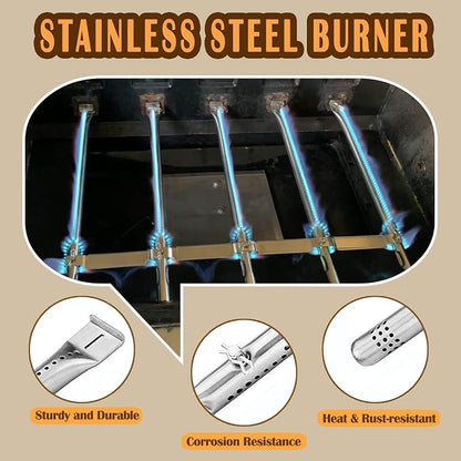 Grill Parts Kit for Char-Broil Performance 4 Burner, Stainless Steel | 4 Burners + 4 Heat Plates + 3 Crossover Tubes, Fits Char-Broil Performance 4 Burner 463347017, 463375919, Rust-proof